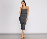 Sweet & Smocked Charming Ditsy Ruffle Midi Dress InsStreet