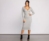 Keepin' Knit Simple Charming Ribbed Midi Dress InsStreet