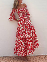 Floral Print Smocked Off Graceful Shoulder Pocketed Maxi Dress InsStreet