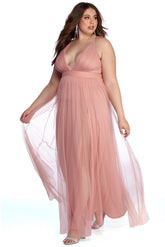 Plus Elisabeth Pleated Charming Tulle Formal Dress InsStreet