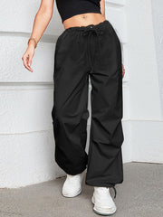 Oversized Drawstring Low Waist Slant Pocket Cargo Parachute Pants InsStreet