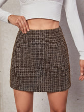 High Waist Plaid Tweed Skirt InsStreet