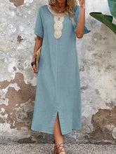 Lace Split Hem Tunic Dress InsStreet