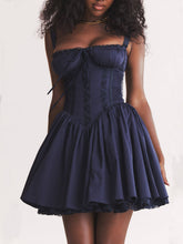French Navy Stylish Corset Mini Dress InsStreet