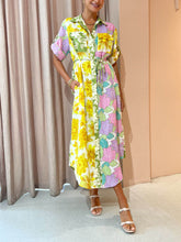 Multicolor Paneled Stylish Shirt-Style Midi Dress InsStreet