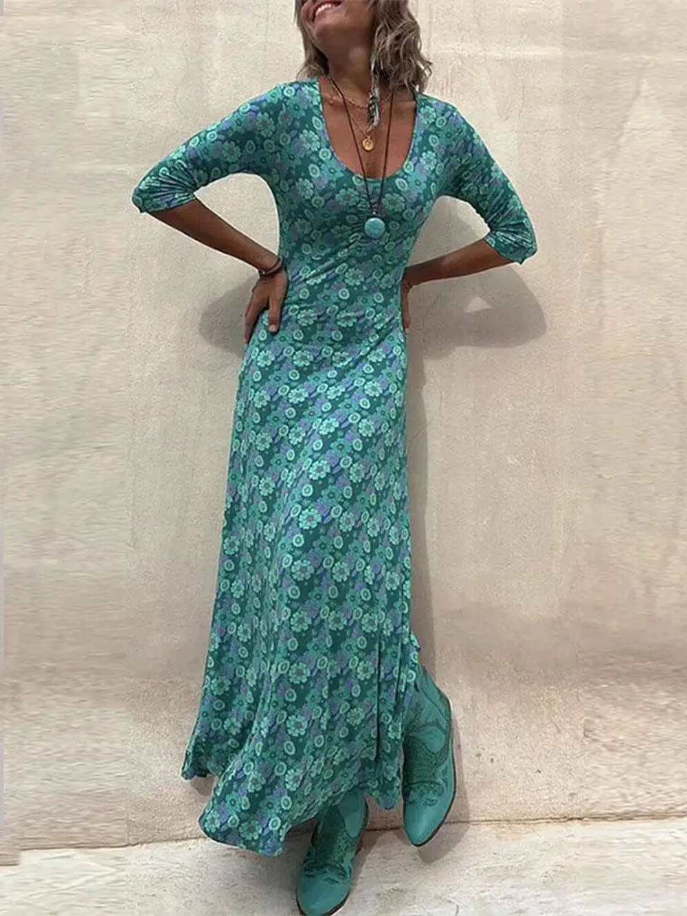 Floral Print Stylish Midi Dress InsStreet