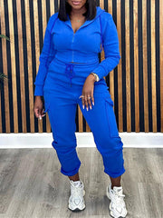 Zip-Front Hoodie & Cargo Jogger Pants set Ins Street