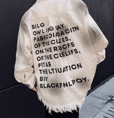 Rhinestone Rock And Roll Cotton Frayed Shacket - Black Ins Street