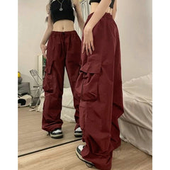 Straight Trousers Fashion Wide Leg Pockets Joggers Trousers InsStreet