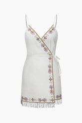 Wrap Tassel Hem Charming V-neck Slip Mini Dress InsStreet