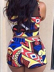 Floral Print High Waist Bikini Ins Street