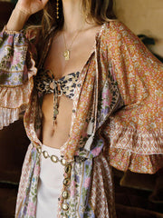Unique Bohemian Print Long Graceful Sleeve Robe Midi Dress InsStreet