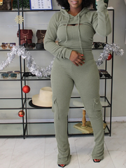 Cropped Hoodie & Cargo Jumpsuit Set Ins Street