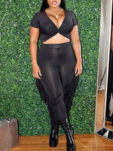 Twisted Crop Top & Fringe Pants Set--Clearance Ins Street