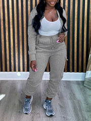 Zip-Front Hoodie & Cargo Jogger Pants set Ins Street