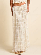 Charm Pleated Drawstring Charming Waist Tiered Maxi Skirt InsStreet