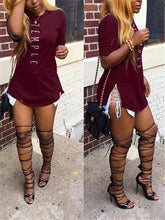 Side-Slit Slogan T-shirt Ins Street