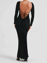 Elegant Women Party Backless Criss-cross Tie-up Bodycon Formal Club Sleeve Solid Female Vestido InsStreet