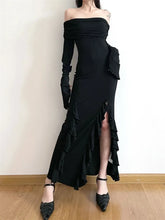 Elegant Women Slash Neck Off Shoulder Flare Sleeve Party Irregular Hem Ruffles Female Vestidos InsStreet