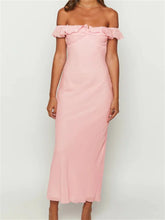 Elegant Women Summer Evening Backless Off Shoulder Slash Neck Ruffles Party Formal Female Vestidos InsStreet