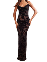 Retro Women Y2K Lace See Through Halter Lace-up Backless Summer Low Cut V-neck Vestidos Beachwear InsStreet