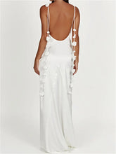 Satin Backless Spaghetti Strap for Women Sexy Backless 3D Flower Tassels Party Cocktail Y2K Vestidos InsStreet