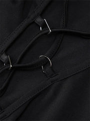 Sexy Women Hollow Out Backless Summer Sleeve High Split Tie Up Round Neck Party Vestidos InsStreet