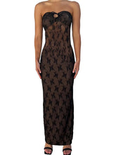 Sexy Women Lace Strapless Off Shoulder Tube Party Club Mesh See Through Tie-up Slim Fit Vestido InsStreet