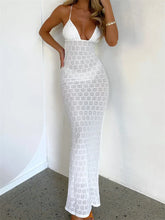 Sexy Women Mesh Sheer See Through Lace Patchwork Backless Deep V-neck Slim Fit Party Beachwear InsStreet