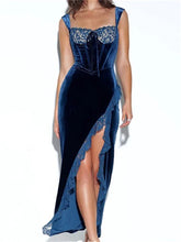 Sexy Women Summer Solid Evening Sleeveless Strap Lace Patchwork High Split Party Female Vestido InsStreet