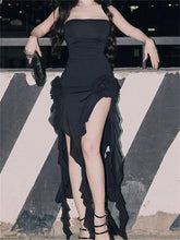 Strapless Off Shoulder Elegant Women Party Clubwear Flowers Patchwork High Split Solid Summer Vestidos InsStreet