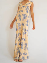 Vintage Women Sleeveless V-neck Backless Flower Print Summer for Vacation Party Female Vestidos InsStreet