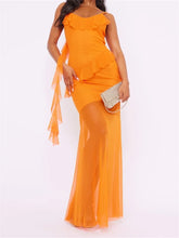 Vintage Women V-neck Ruffles Spaghetti Strap Solid Color Summer Party Beach Female Vestidos New InsStreet