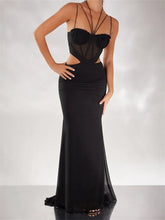 Women Black Halter Sleeveless Slim Waist Hollow Out Spaghetti Strap Evening Summer Female Vestidos InsStreet