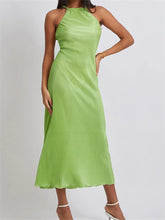 Women Cocktail Solid Color Halter Neck Sleeveless Off Shoulder Ruched Summer Evening Party Vestidos InsStreet