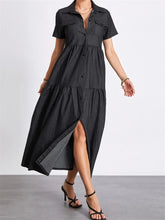 Women Denim Short Sleeve Turn Down Collar Button Up Loose Casual Summer Party Female Vestidos InsStreet