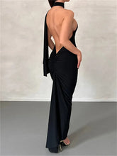 Women Halter Lace-up Sleeveless Off Shoulder Backless Ruched Party Club Solid Color Female Vestidos InsStreet