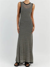 Women Knitted Sleeveless Round Neck Striped Slim Summer Club Party Female Vestidos Streetwear InsStreet