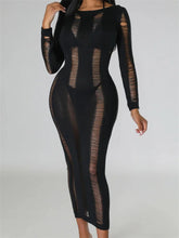 Women Knitted Spring Fall Backless Sleeve O-Neck Cutout Casual Party Female Vestidos Clubwear InsStreet