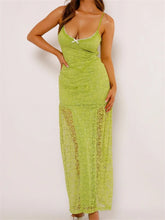 Women Lace V-neck Low Cut Sleeveless Spaghetti Strap Solid Color Bodycon Elegant Party Vestidos InsStreet