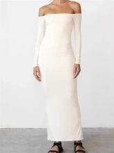 Women Elegant Slash Neck Off-shoulder Solid Color Slim Fit Fall Cocktail Party Female Vestidos InsStreet