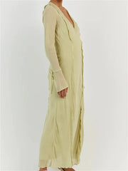 Women Sleeve Loose Casual V Neck Mesh See Through Party Beach Cocktail Club Vestidos Streetwear InsStreet