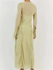 Women Sleeve Loose Casual V Neck Mesh See Through Party Beach Cocktail Club Vestidos Streetwear InsStreet