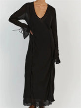 Women Sleeve Loose Casual V Neck Mesh See Through Party Beach Cocktail Club Vestidos Streetwear InsStreet