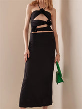 Women Sexy Halter Hollow Out Y2K Off Shoulder Backless Slim 3D Flowers Vestidos Night Party Clubwear InsStreet