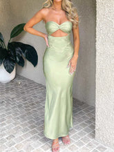 Women Sexy Sleeveless Spaghetti Strap Backless Low Cut Strapless Tube Party Cocktail Satin Vestidos InsStreet