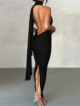 Women Sleeveless Strap Solid Color Deep V-neck Backless High Split Summer Party Ruched Vestidos InsStreet