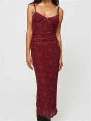 Women Sleeveless Strap Summer Vintage Floral V-neck Party for Cocktail Beach Vestido Streetwear InsStreet