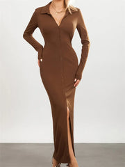 Women Slim Fit Sleeve Button Down Turn Down Collar Evening for Spring Fall Female Vestidos InsStreet