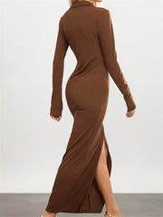 Women Slim Fit Sleeve Button Down Turn Down Collar Evening for Spring Fall Female Vestidos InsStreet